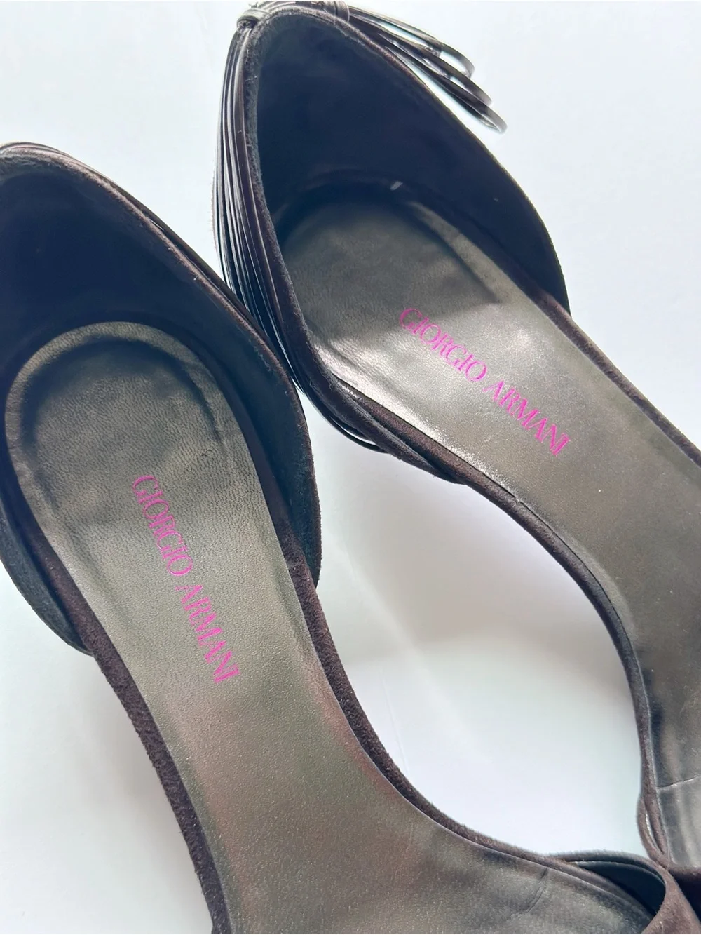 Giorgio Armani Vintage Suede Brown D’Orsay Pump Heels